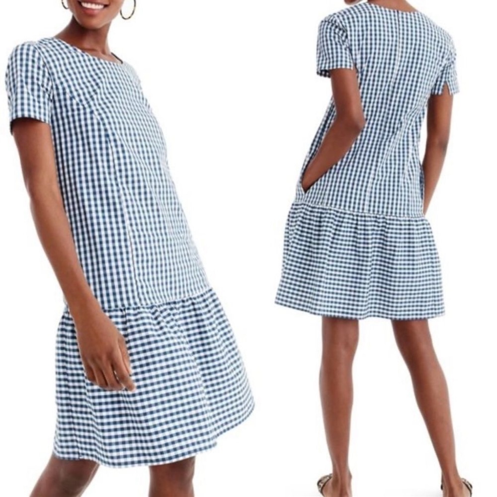 Universal Standard For J Crew Gingham Plaid Shift Dress Size XS NEW with Tag